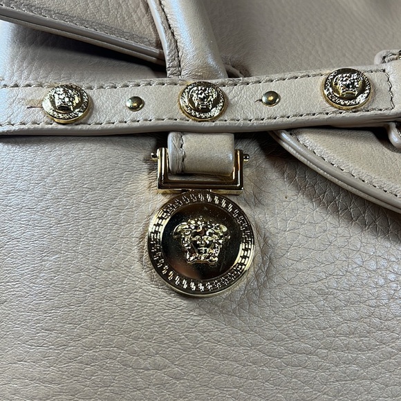 2013 Vintage Versace Large Signature Tote Nude Leather Nicole Kidman Cannes - Picture 5 of 17